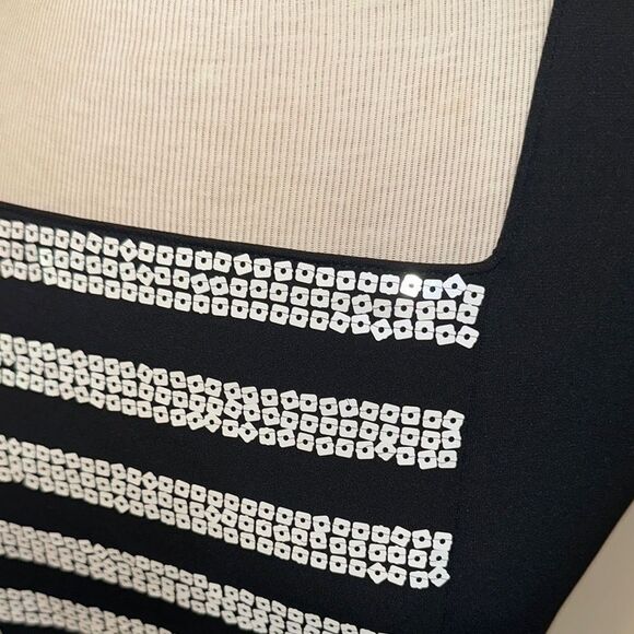 Bob Mackie Wearable Art Black w/ White Sequins Sleeveless Top Size Large - Picture 4 of 10